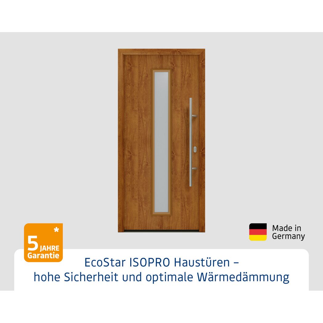 Alu-Stahlhaustür 'ISOPRO IP 020S' Golden Oak rechts 110 x 210 cm