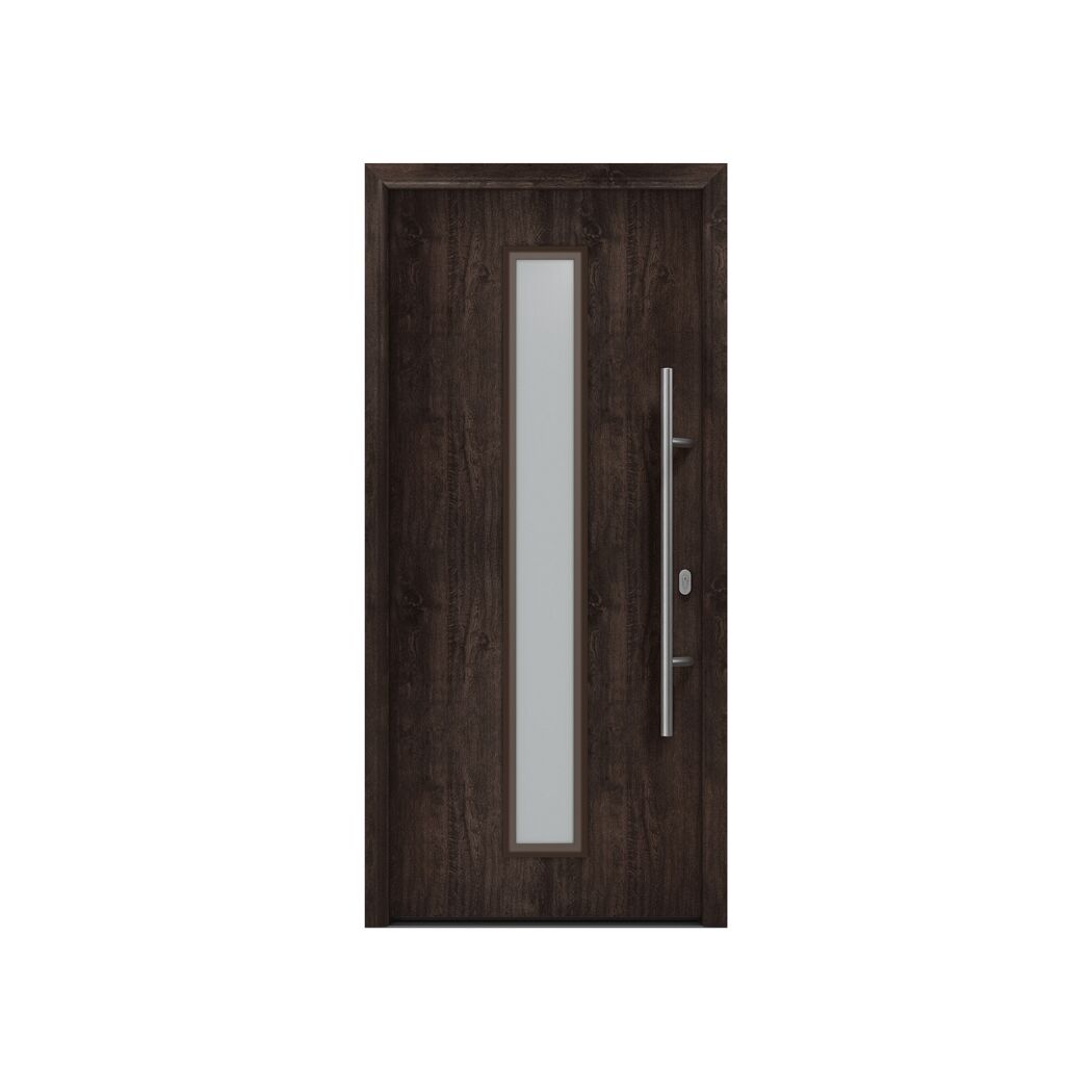 Alu-Stahlhaustür 'ISOPRO IP 020S' Night Oak rechts 110 x 210 cm