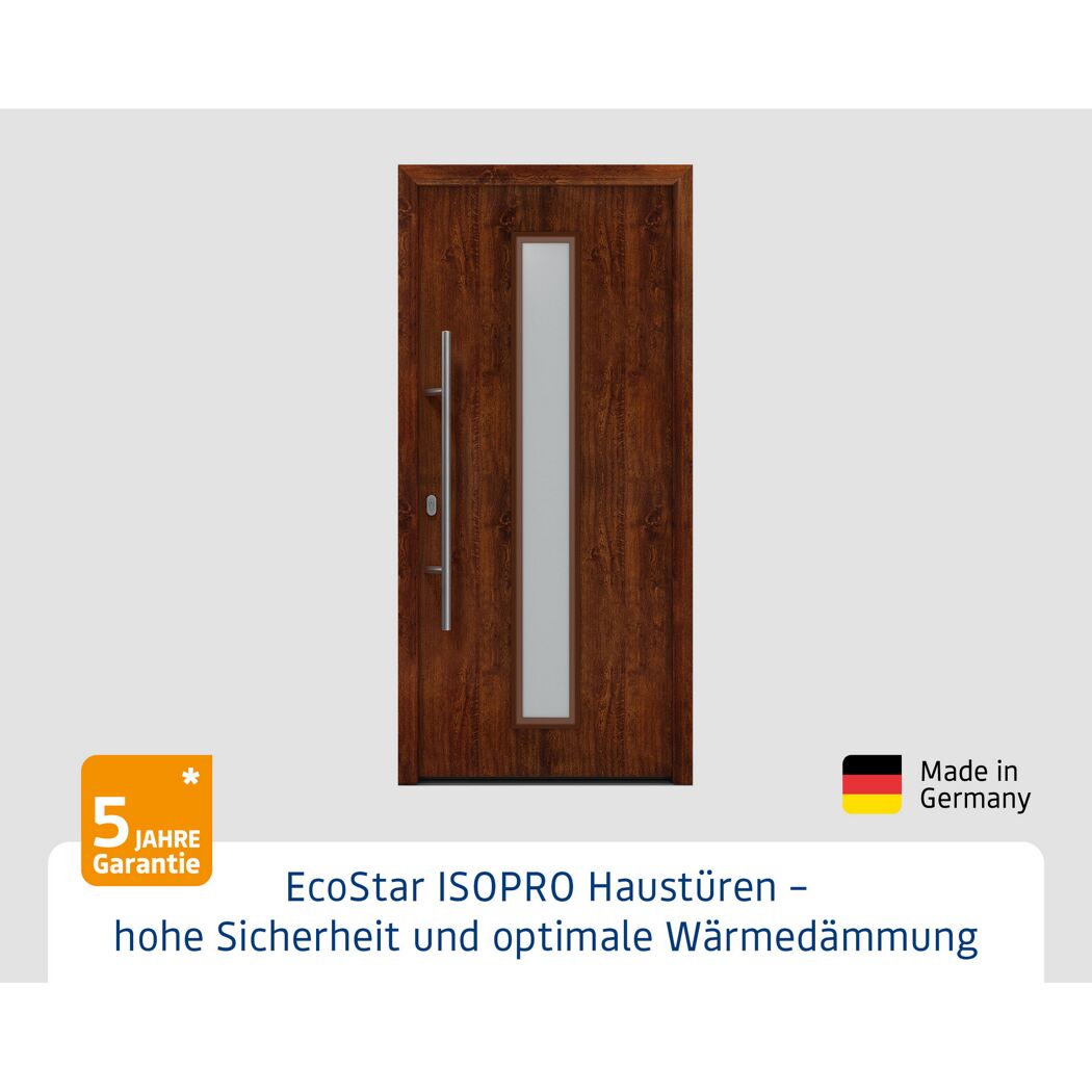 Alu-Stahlhaustür 'ISOPRO IP 700S' eichefarben dunkel links 110 x 210 cm
