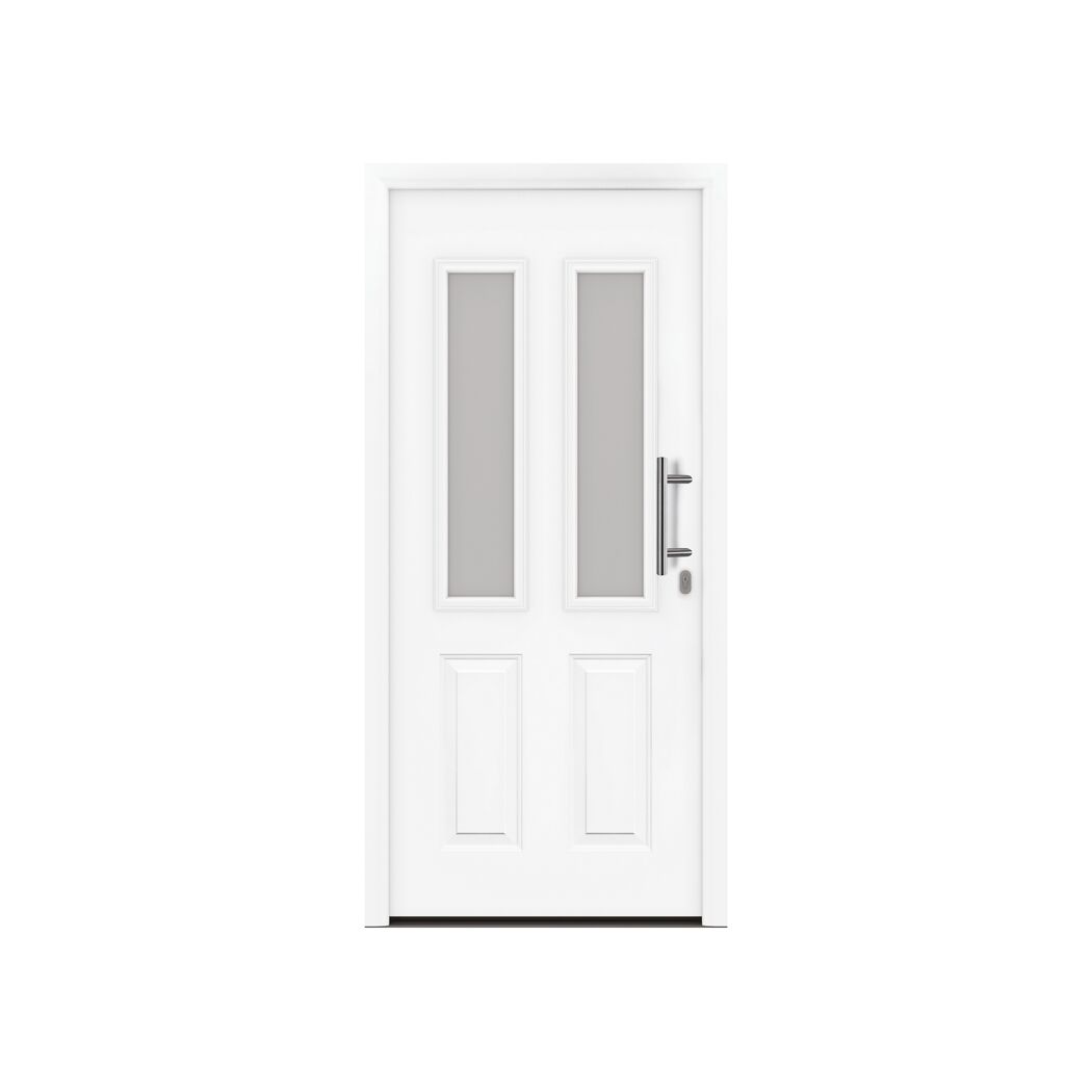 Alu-Stahlhaustür 'ISOPRO IP 020S' verkehrsweiß rechts 110 x 210 cm