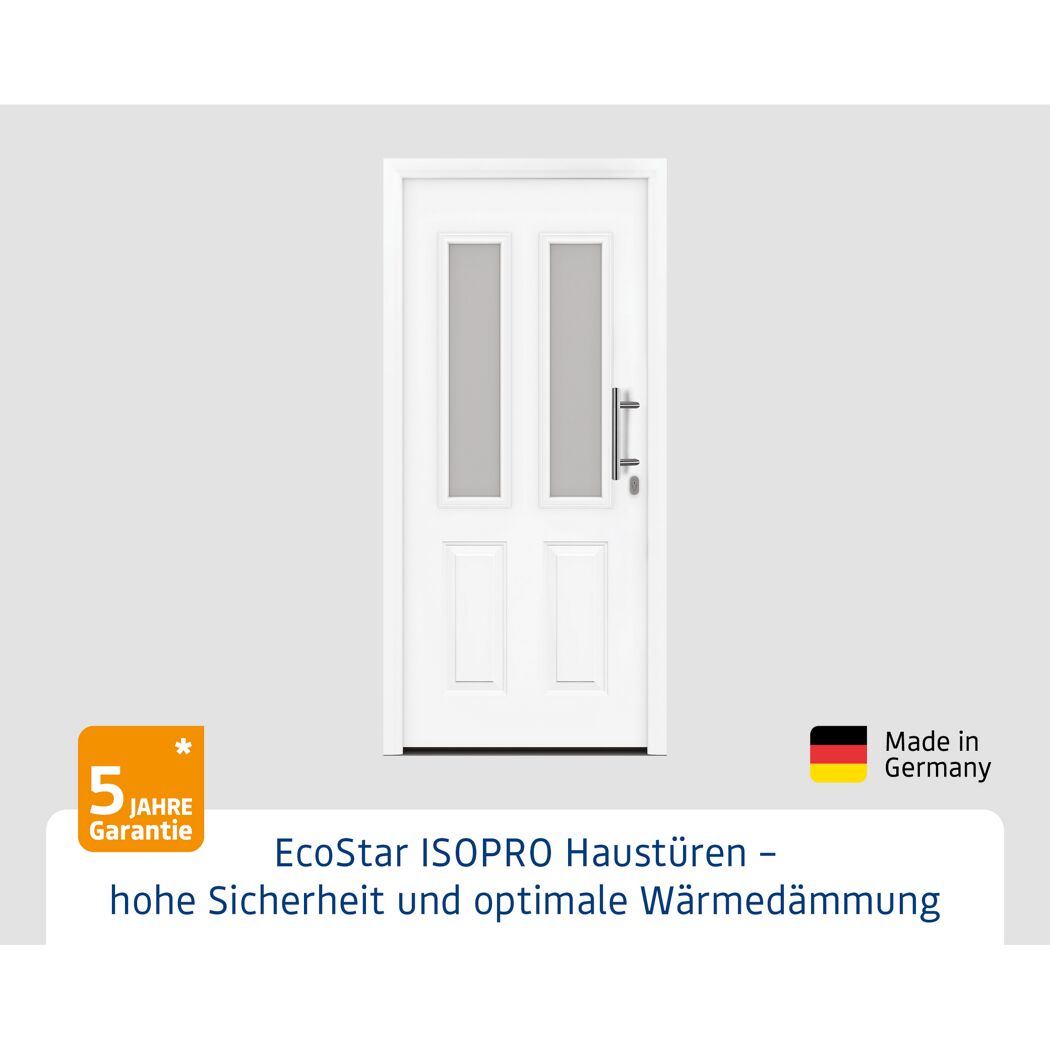 Alu-Stahlhaustür 'ISOPRO IP 020S' verkehrsweiß rechts 110 x 210 cm