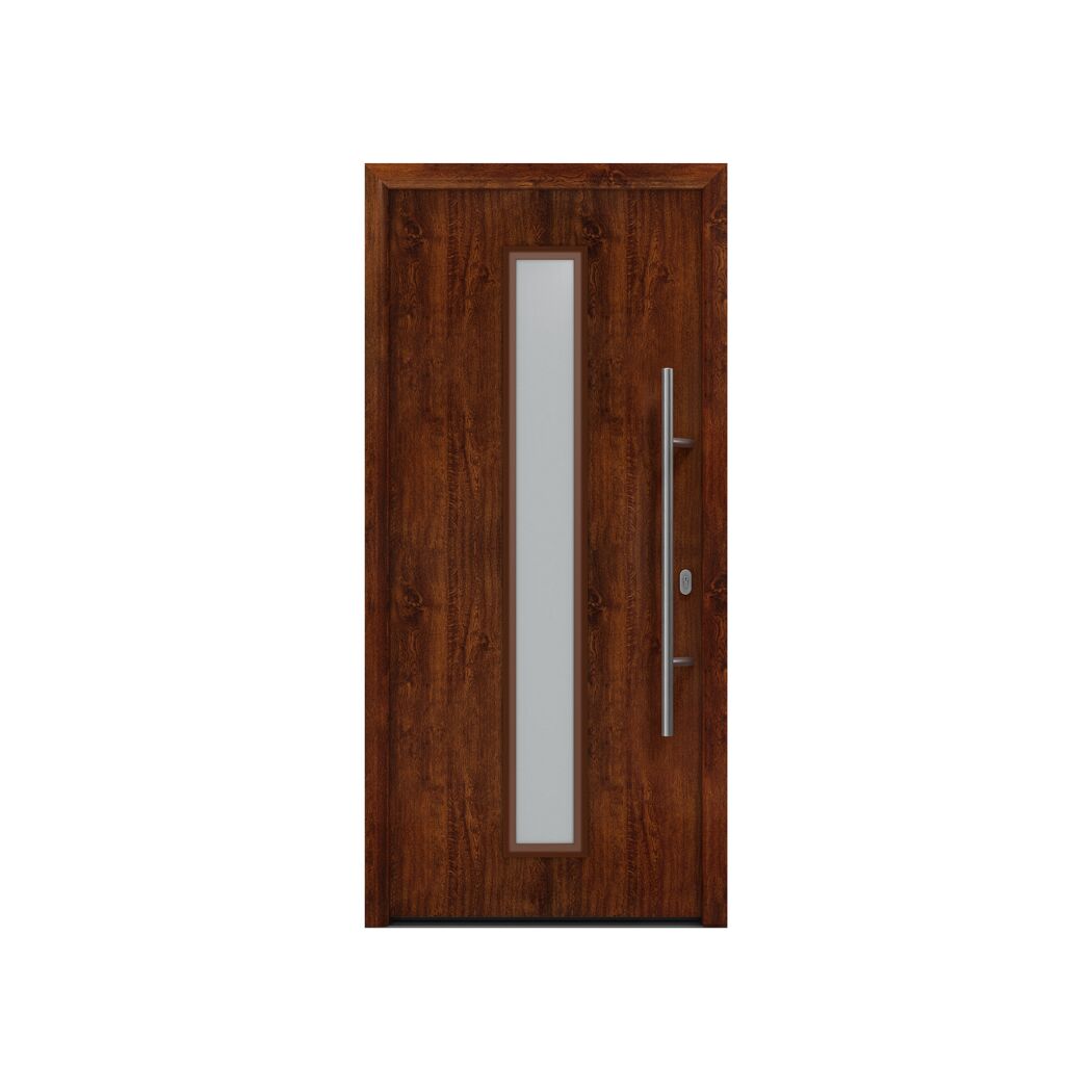 Alu-Stahlhaustür 'ISOPRO IP 020S' eichefarben dunkel rechts 110 x 210 cm