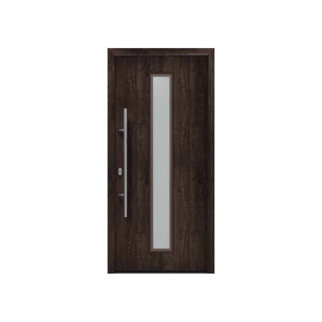 Alu-Stahlhaustür 'ISOPRO IP 020S' Night Oak links 110 x 210 cm