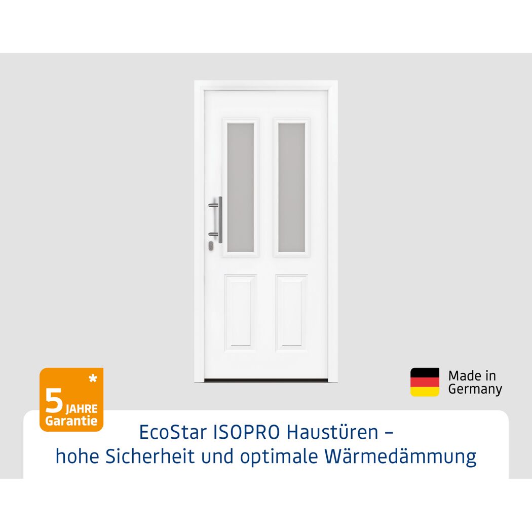 Alu-Stahlhaustür 'ISOPRO IP 410S' verkehrsweiß links 110 x 210 cm