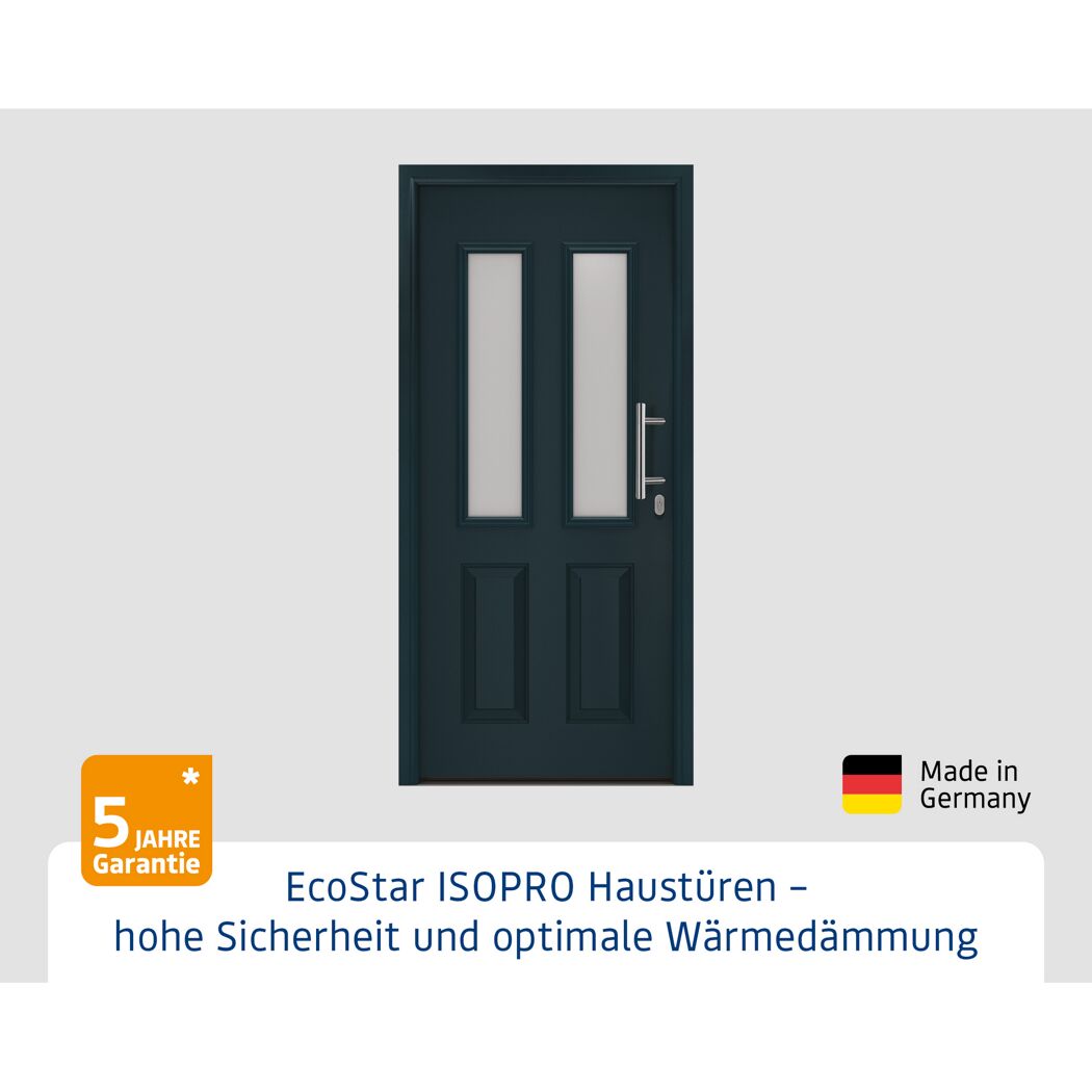 Alu-Stahlhaustür 'ISOPRO IP 410S' anthrazitgrau rechts 110 x 210 cm
