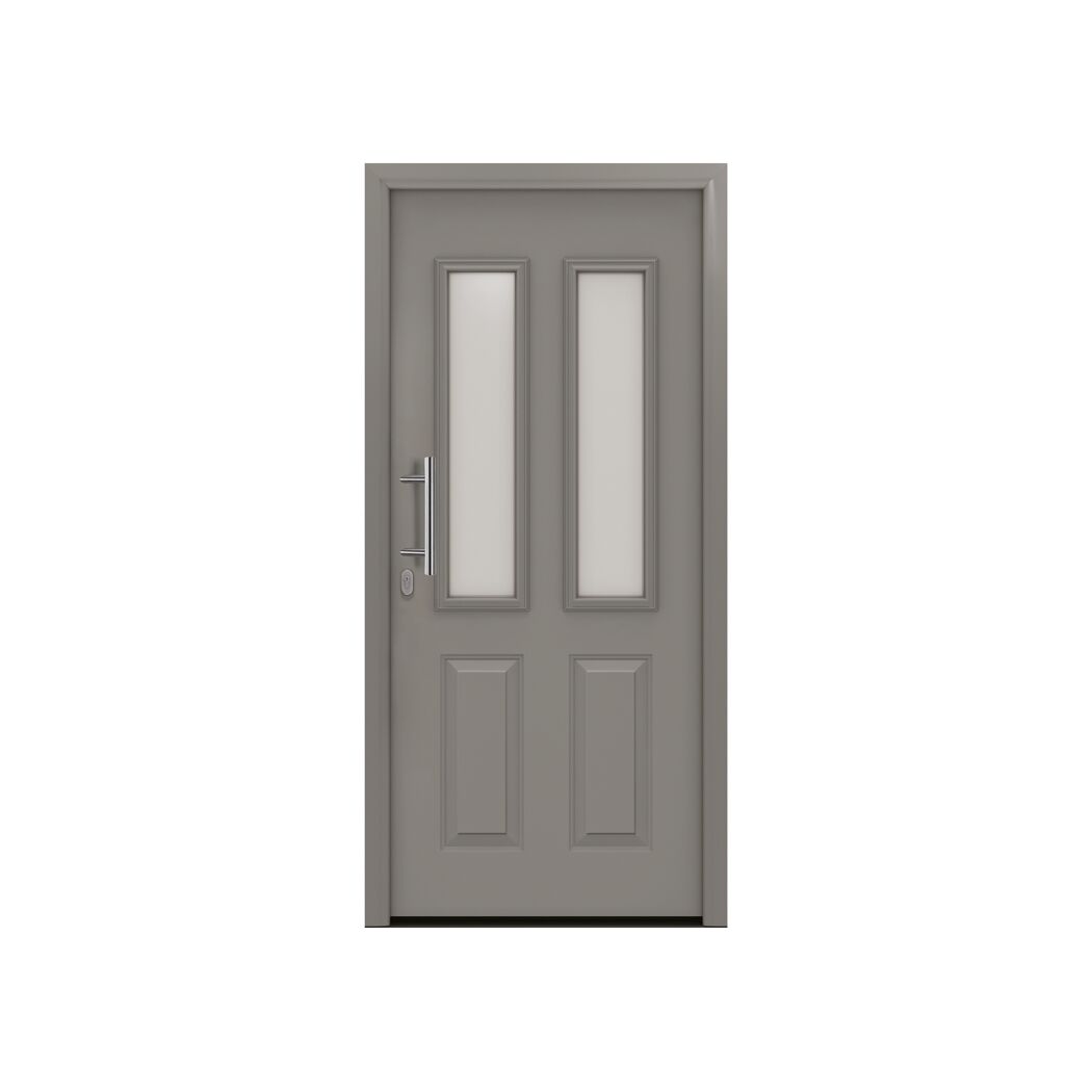 Alu-Stahlhaustür 'ISOPRO IP 410S' graualuminium links 110 x 210 cm