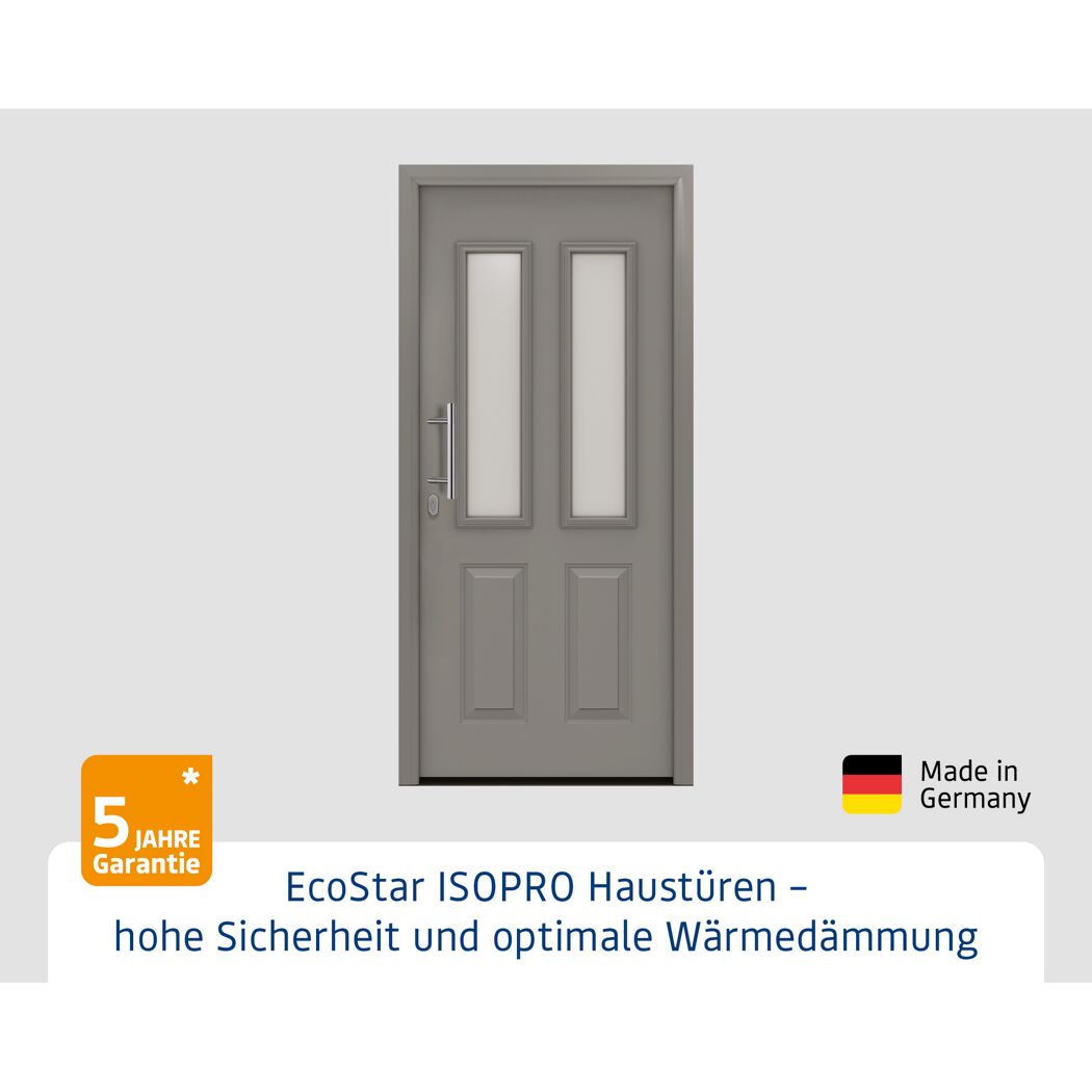 Alu-Stahlhaustür 'ISOPRO IP 410S' graualuminium links 110 x 210 cm
