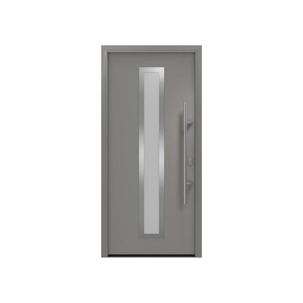 Alu-Stahlhaustür 'ISOPRO IP 700S' graualuminium rechts 110 x 210 cm
