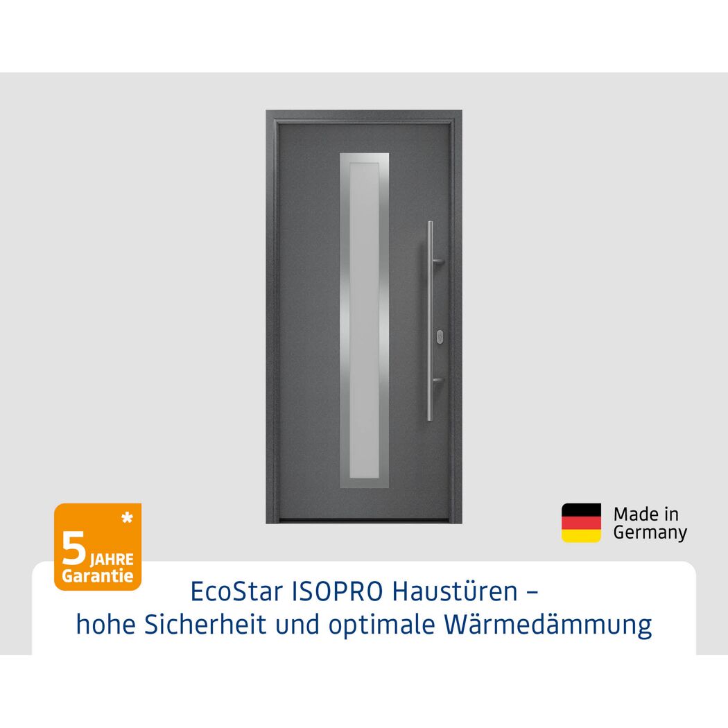 Alu-Stahlhaustür 'ISOPRO IP 700S' anthrazit metallic rechts 110 x 210 cm