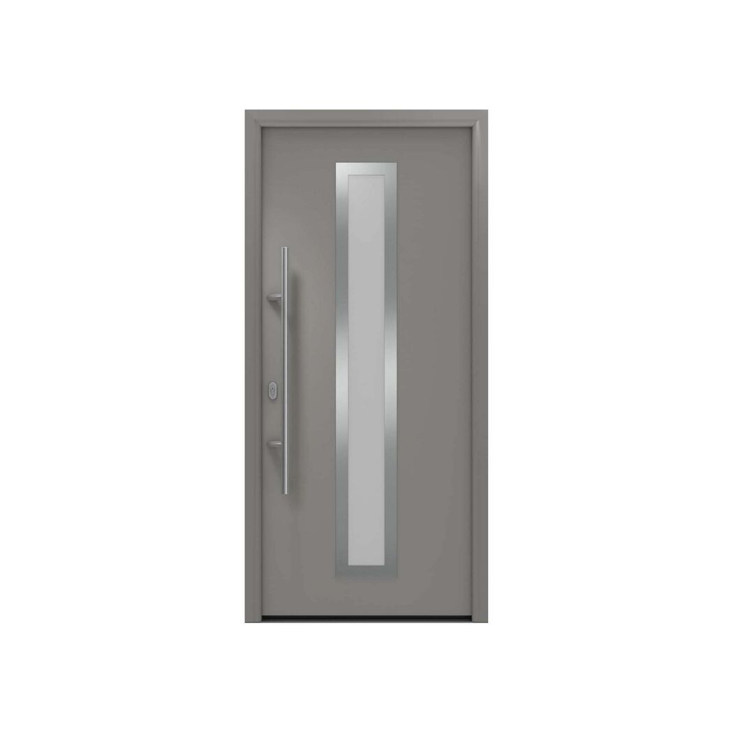 Alu-Stahlhaustür 'ISOPRO IP 700S' graualuminium links 110 x 210 cm