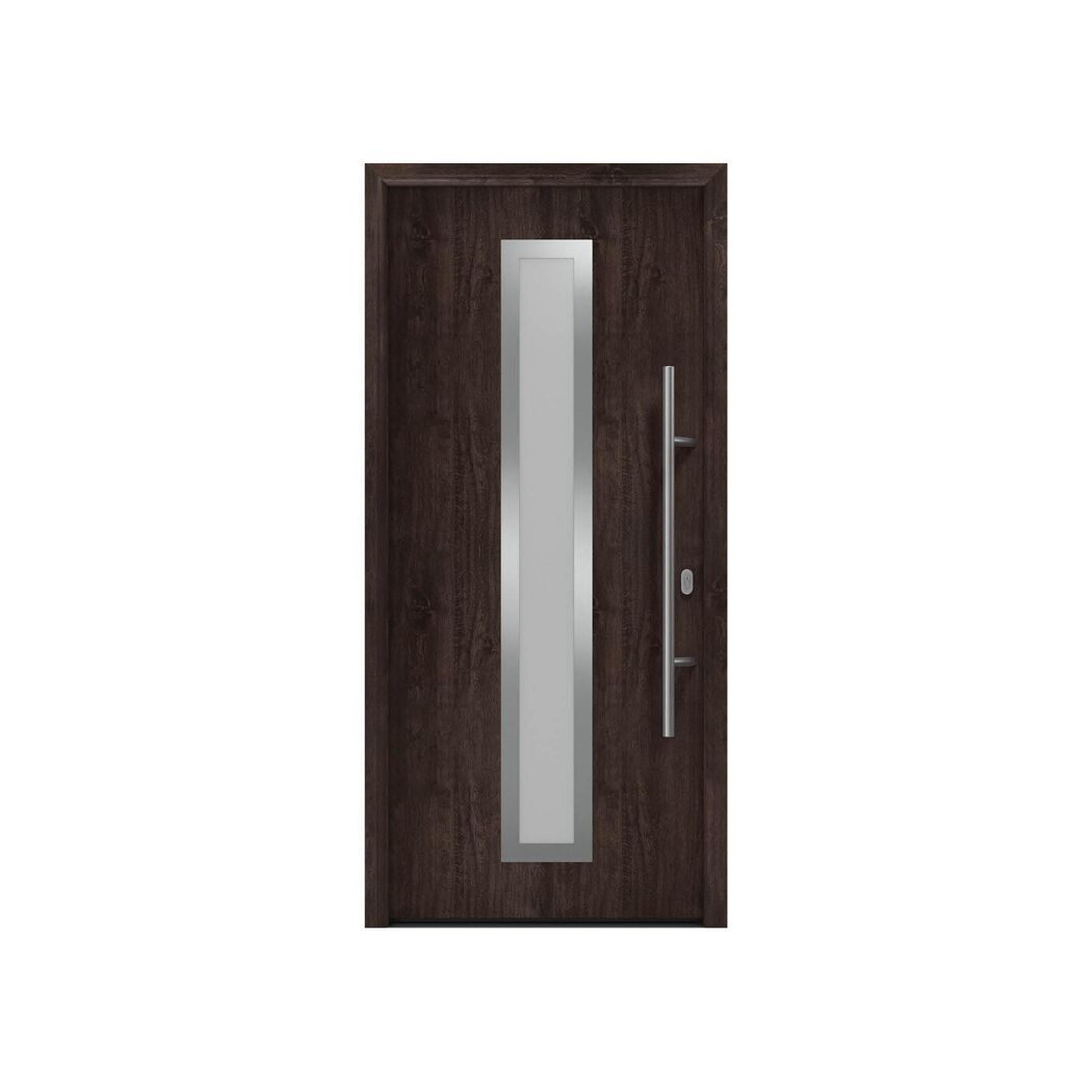 Alu-Stahlhaustür 'ISOPRO IP 700S' Night Oak rechts 110 x 210 cm