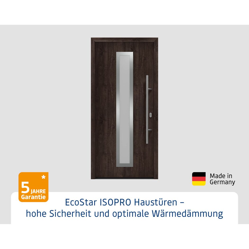 Alu-Stahlhaustür 'ISOPRO IP 700S' Night Oak rechts 110 x 210 cm