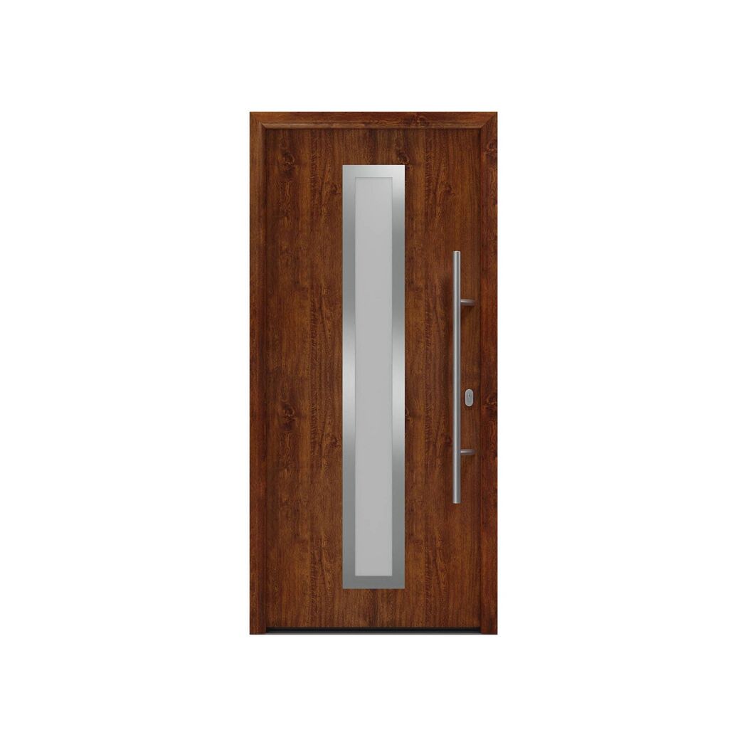 Alu-Stahlhaustür 'ISOPRO IP 700S' eichefarben dunkel rechts 110 x 210 cm