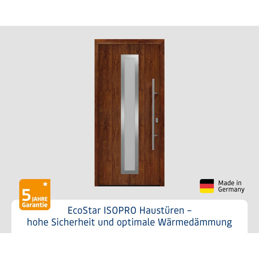 Alu-Stahlhaustür 'ISOPRO IP 700S' eichefarben dunkel rechts 110 x 210 cm