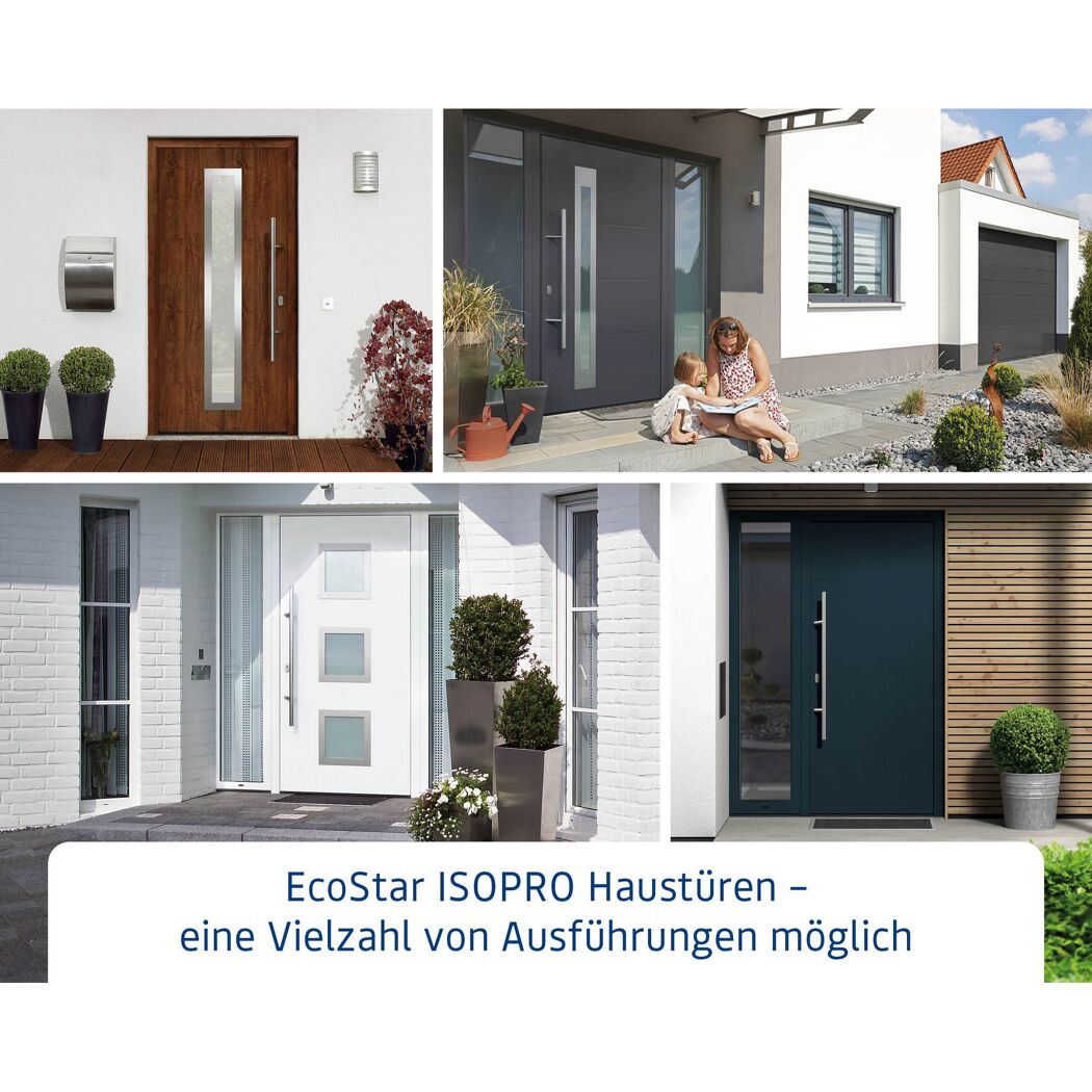 Alu-Stahlhaustür 'ISOPRO IP 700S' eichefarben dunkel rechts 110 x 210 cm