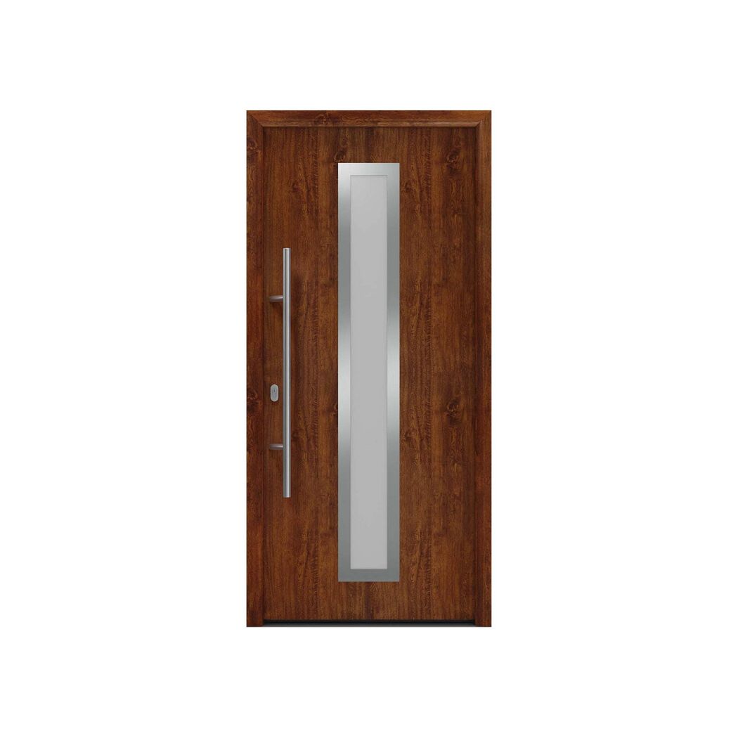 Alu-Stahlhaustür 'ISOPRO IP 700S' eichefarben dunkel links 110 x 210 cm