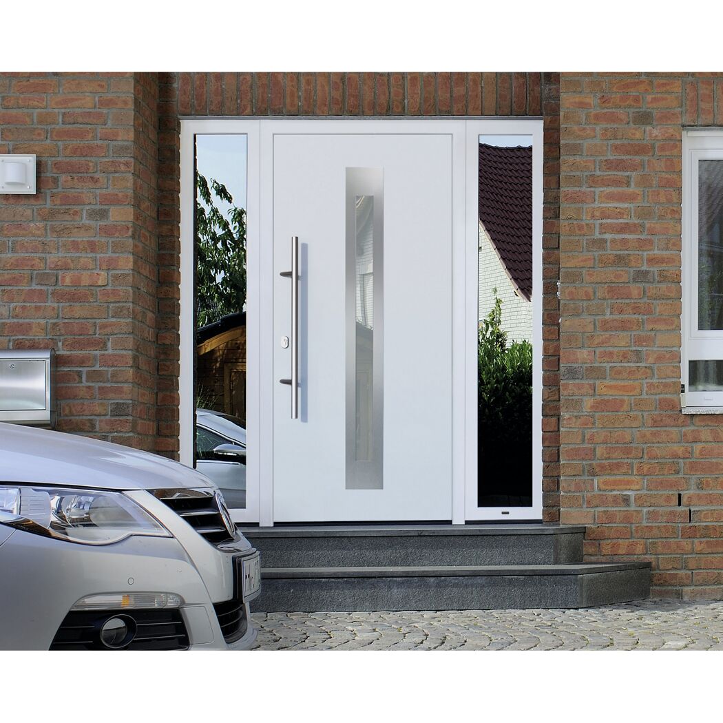 Alu-Stahlhaustür 'ISOPRO IP 770S' verkehrsweiß links 110 x 210 cm