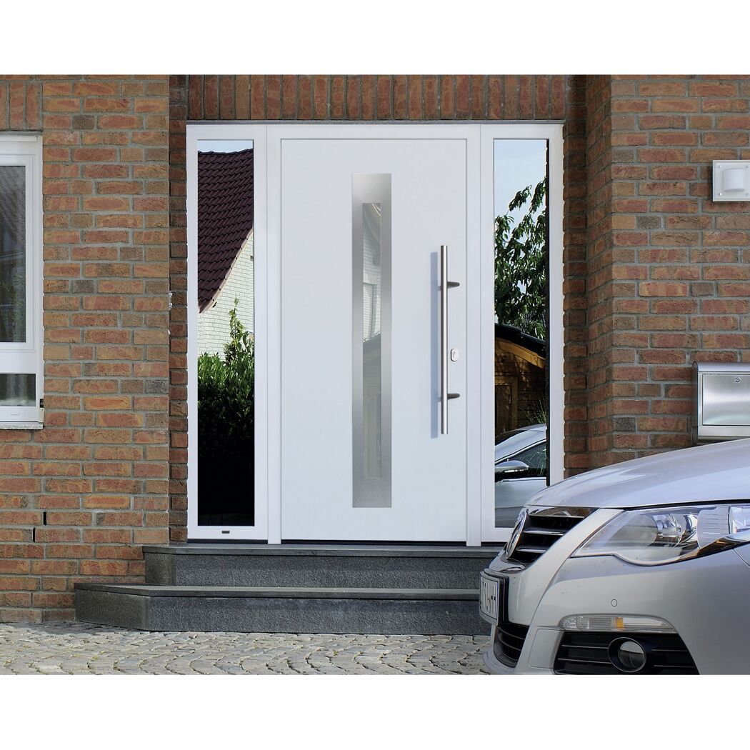 Alu-Stahlhaustür 'ISOPRO IP 770S' verkehrsweiß rechts 110 x 210 cm