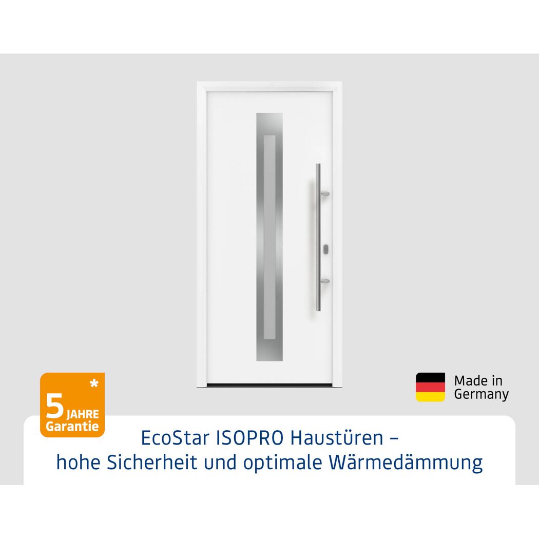 Alu-Stahlhaustür 'ISOPRO IP 770S' verkehrsweiß rechts 110 x 210 cm