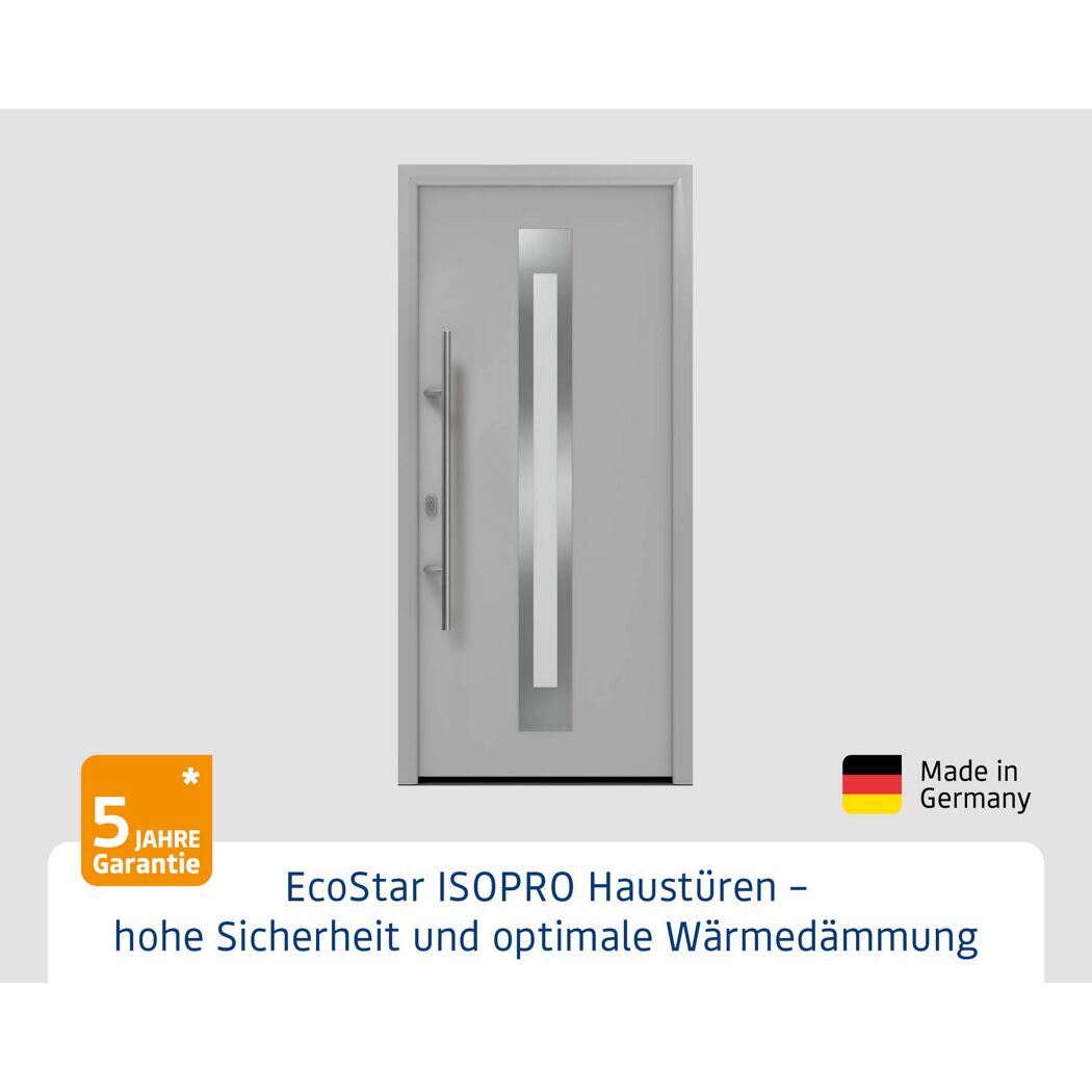 Alu-Stahlhaustür 'ISOPRO IP 770S' ral 9006 weißaluminium links 110 x 210 cm