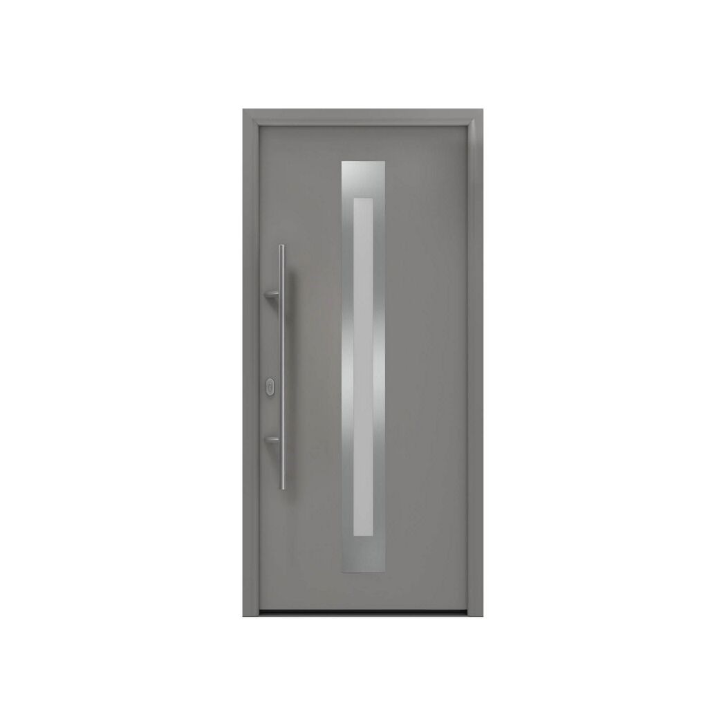 Alu-Stahlhaustür 'ISOPRO IP 770S' graualuminium links 110 x 210 cm