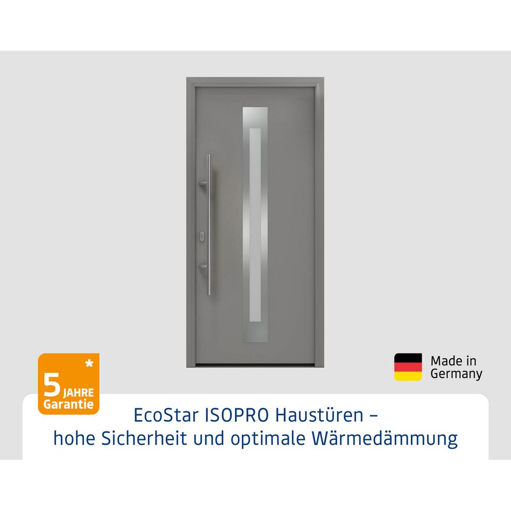 Alu-Stahlhaustür 'ISOPRO IP 770S' graualuminium links 110 x 210 cm