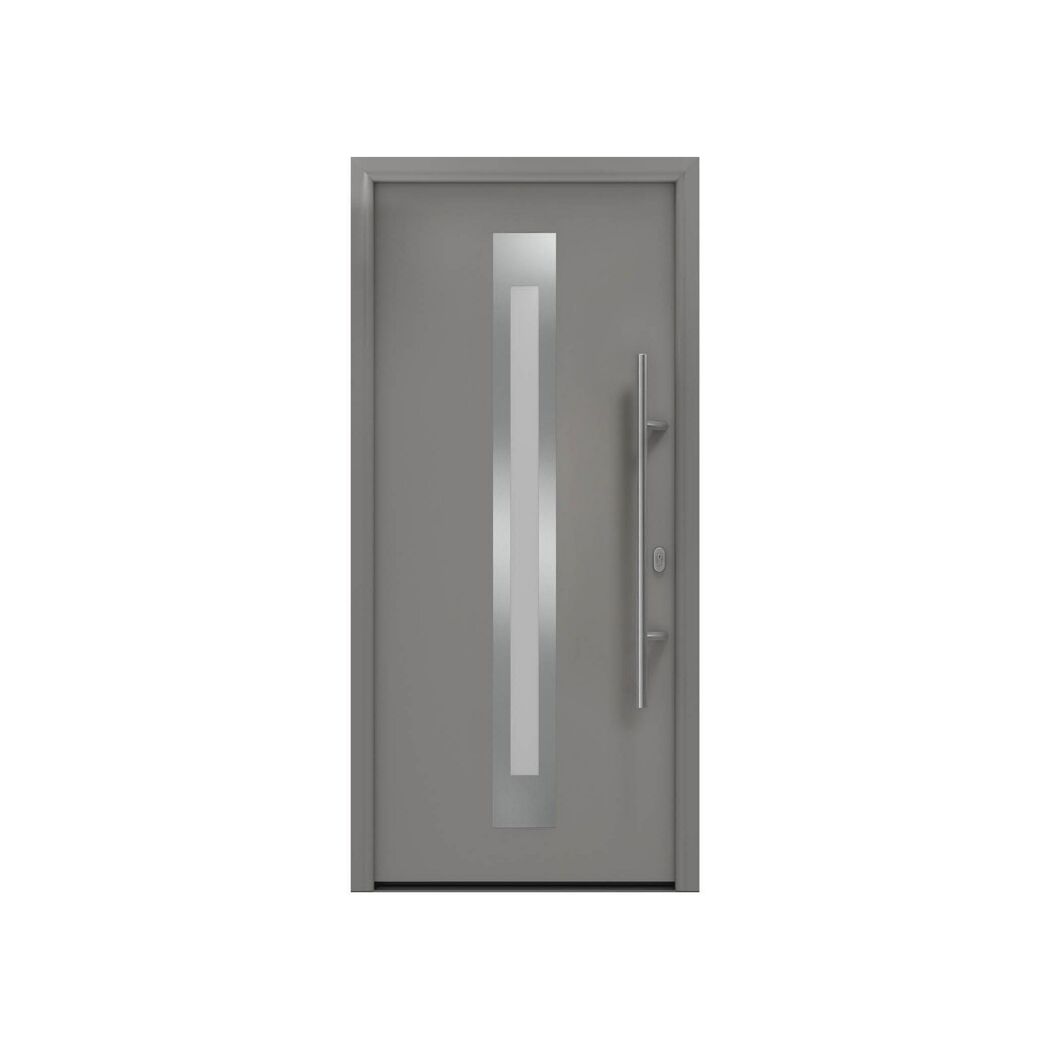 Alu-Stahlhaustür 'ISOPRO IP 770S' graualuminium rechts 110 x 210 cm