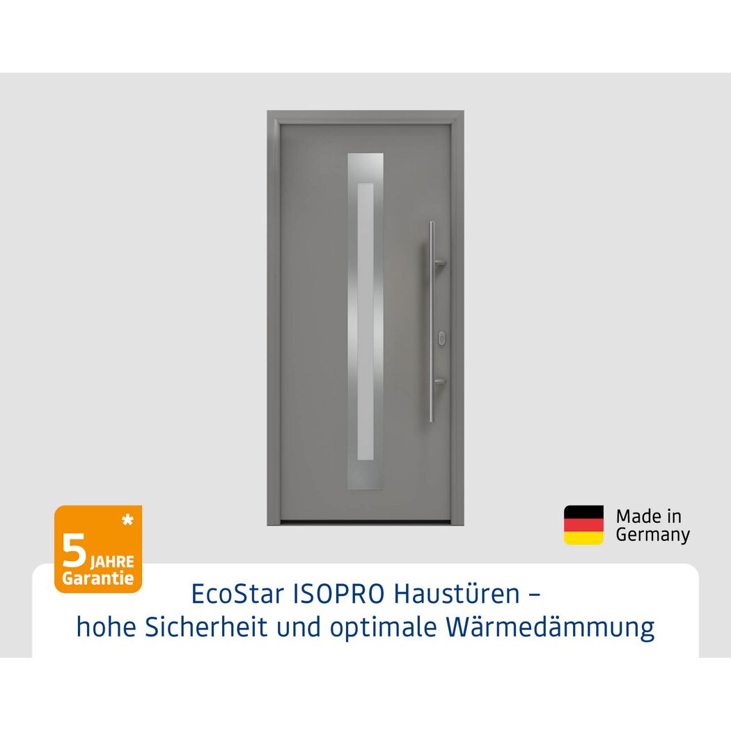 Alu-Stahlhaustür 'ISOPRO IP 770S' graualuminium rechts 110 x 210 cm