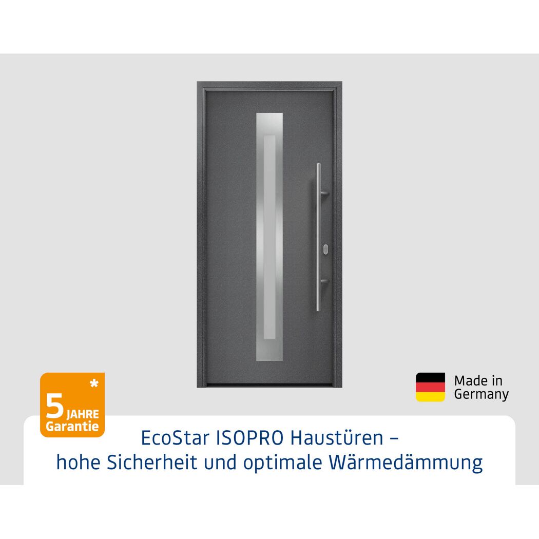Alu-Stahlhaustür 'ISOPRO IP 770S' anthrazit metallic rechts 110 x 210 cm