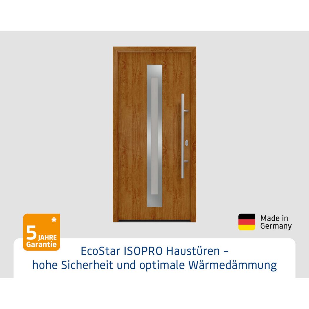 Alu-Stahlhaustür 'ISOPRO IP 770S' Golden Oak rechts 110 x 210 cm