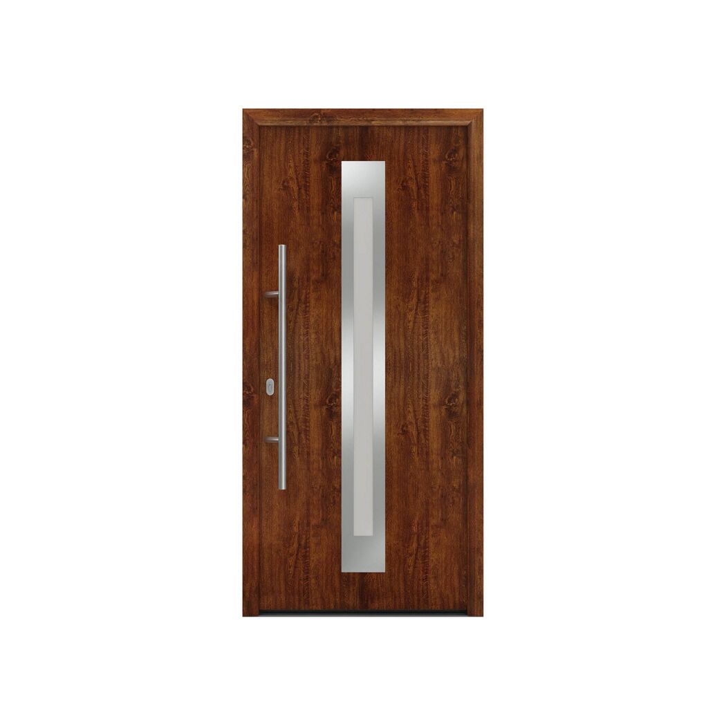 Alu-Stahlhaustür 'ISOPRO IP 770S' eichefarben dunkel links 110 x 210 cm