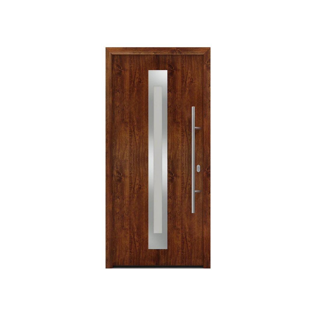 Alu-Stahlhaustür 'ISOPRO IP 770S' eichefarben dunkel rechts 110 x 210 cm