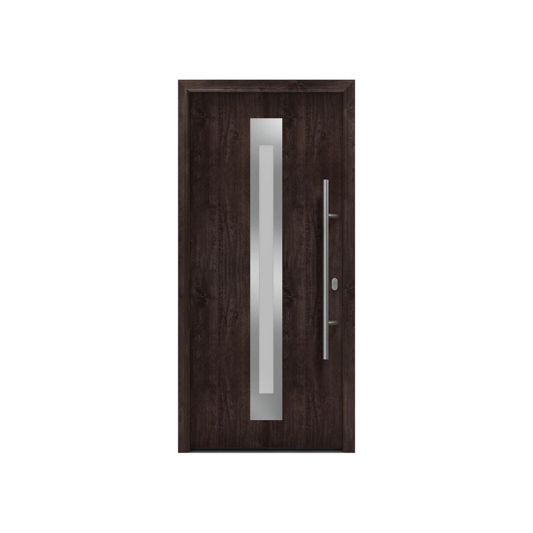 Alu-Stahlhaustür 'ISOPRO IP 770S' Night Oak rechts 110 x 210 cm