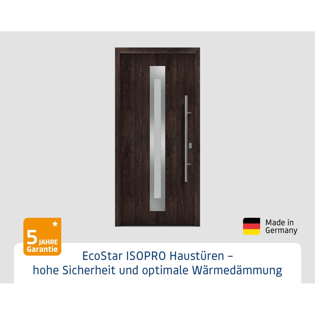 Alu-Stahlhaustür 'ISOPRO IP 770S' Night Oak rechts 110 x 210 cm