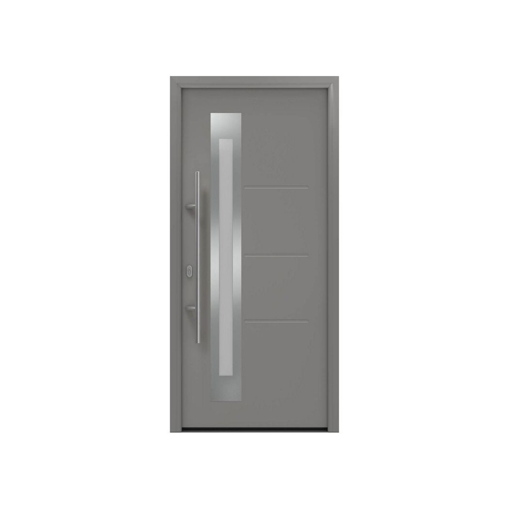 Alu-Stahlhaustür 'ISOPRO IP 780S' graualuminium links 110 x 210 cm