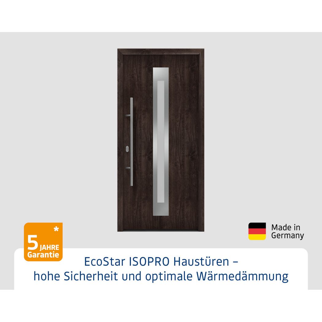 Alu-Stahlhaustür 'ISOPRO IP 770S' Night Oak links 110 x 210 cm