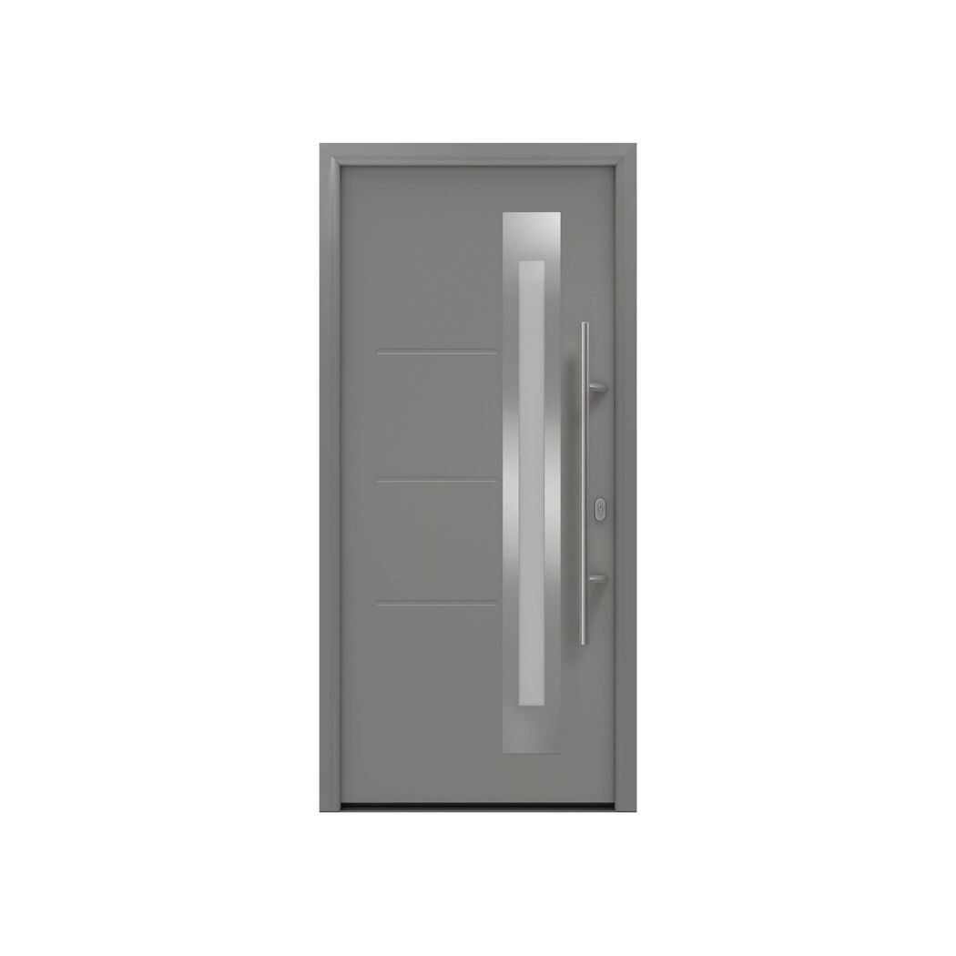 Alu-Stahlhaustür 'ISOPRO IP 780S' graualuminium rechts 110 x 210 cm