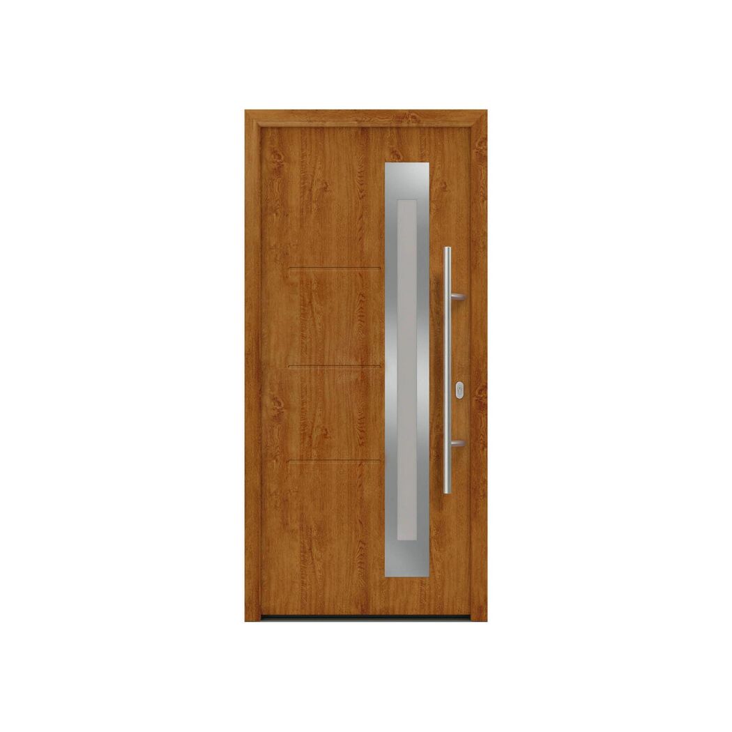 Alu-Stahlhaustür 'ISOPRO IP 780S' Golden Oak rechts 110 x 210 cm