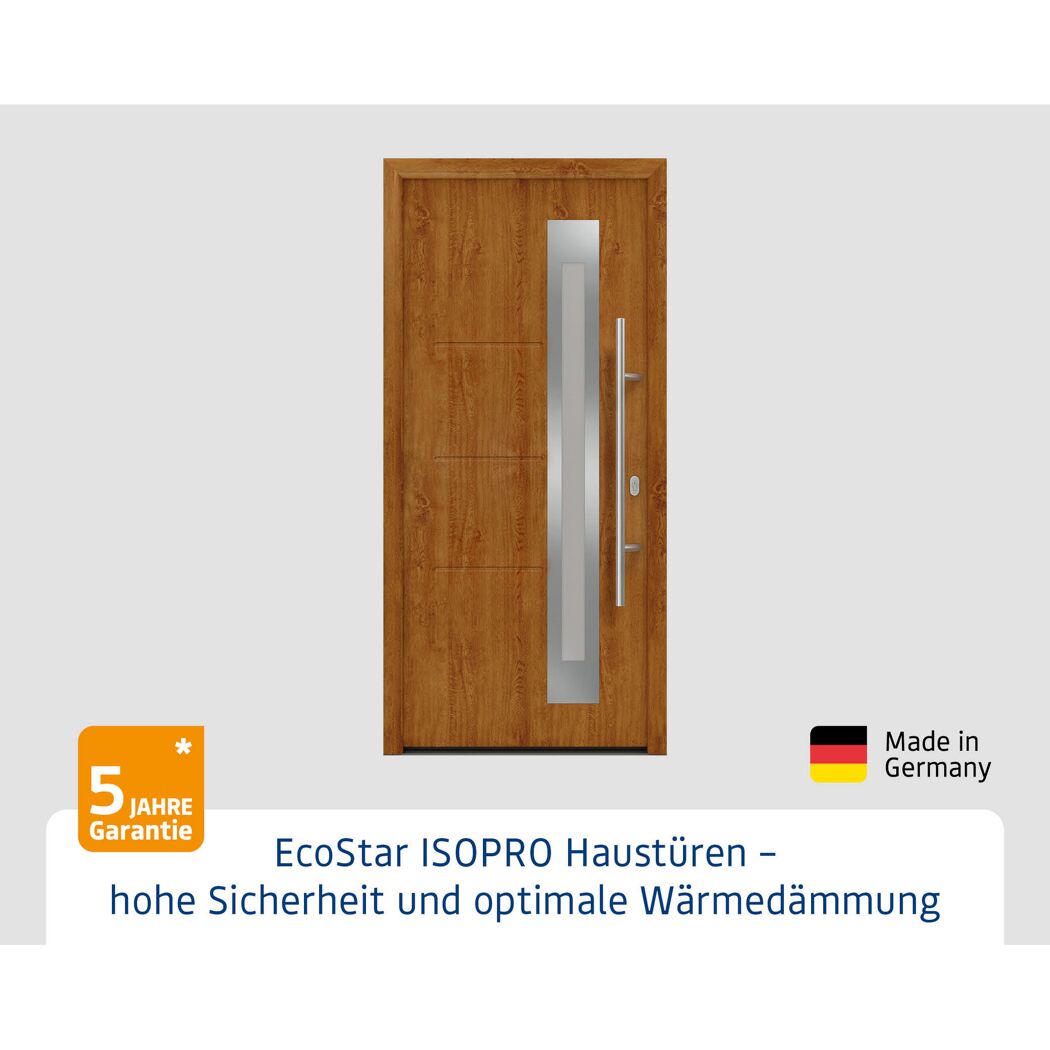 Alu-Stahlhaustür 'ISOPRO IP 780S' Golden Oak rechts 110 x 210 cm