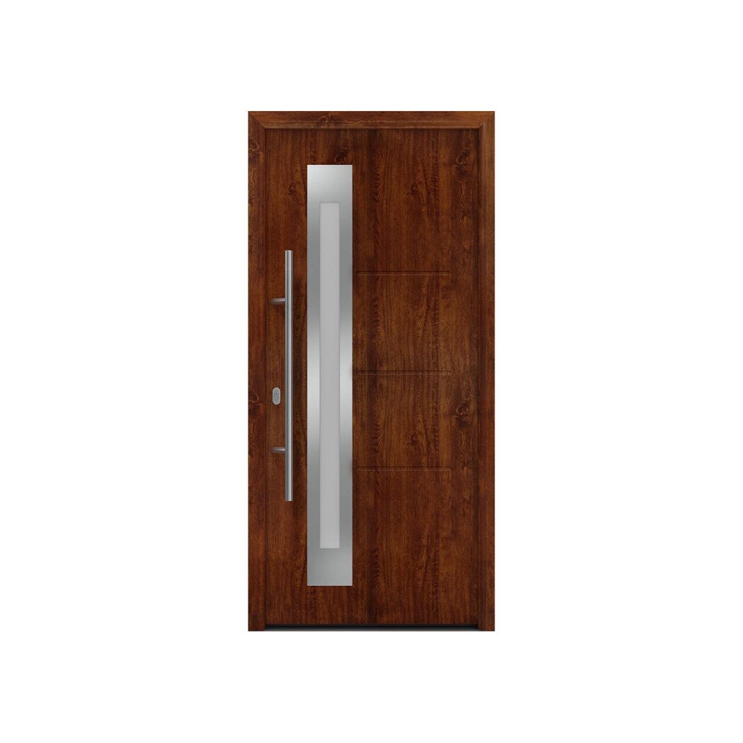 Alu-Stahlhaustür 'ISOPRO IP 780S' eichefarben dunkel links 110 x 210 cm