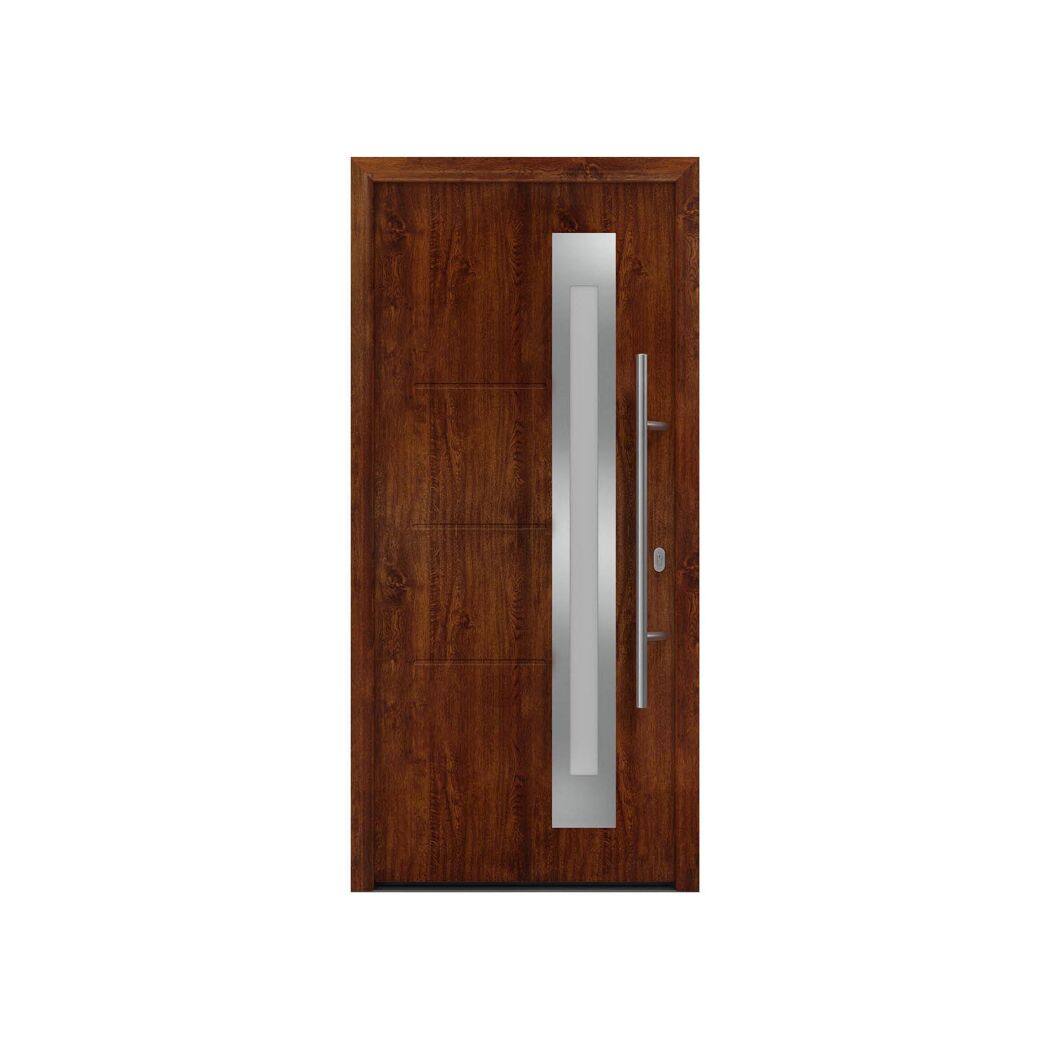 Alu-Stahlhaustür 'ISOPRO IP 780S' eichefarben dunkel rechts 110 x 210 cm