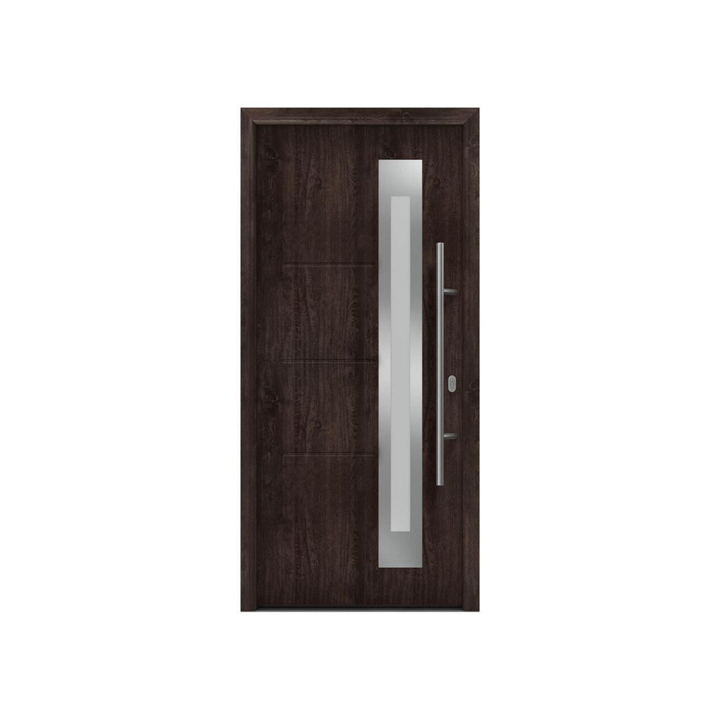 Alu-Stahlhaustür 'ISOPRO IP 810S' Night Oak rechts 110 x 210 cm