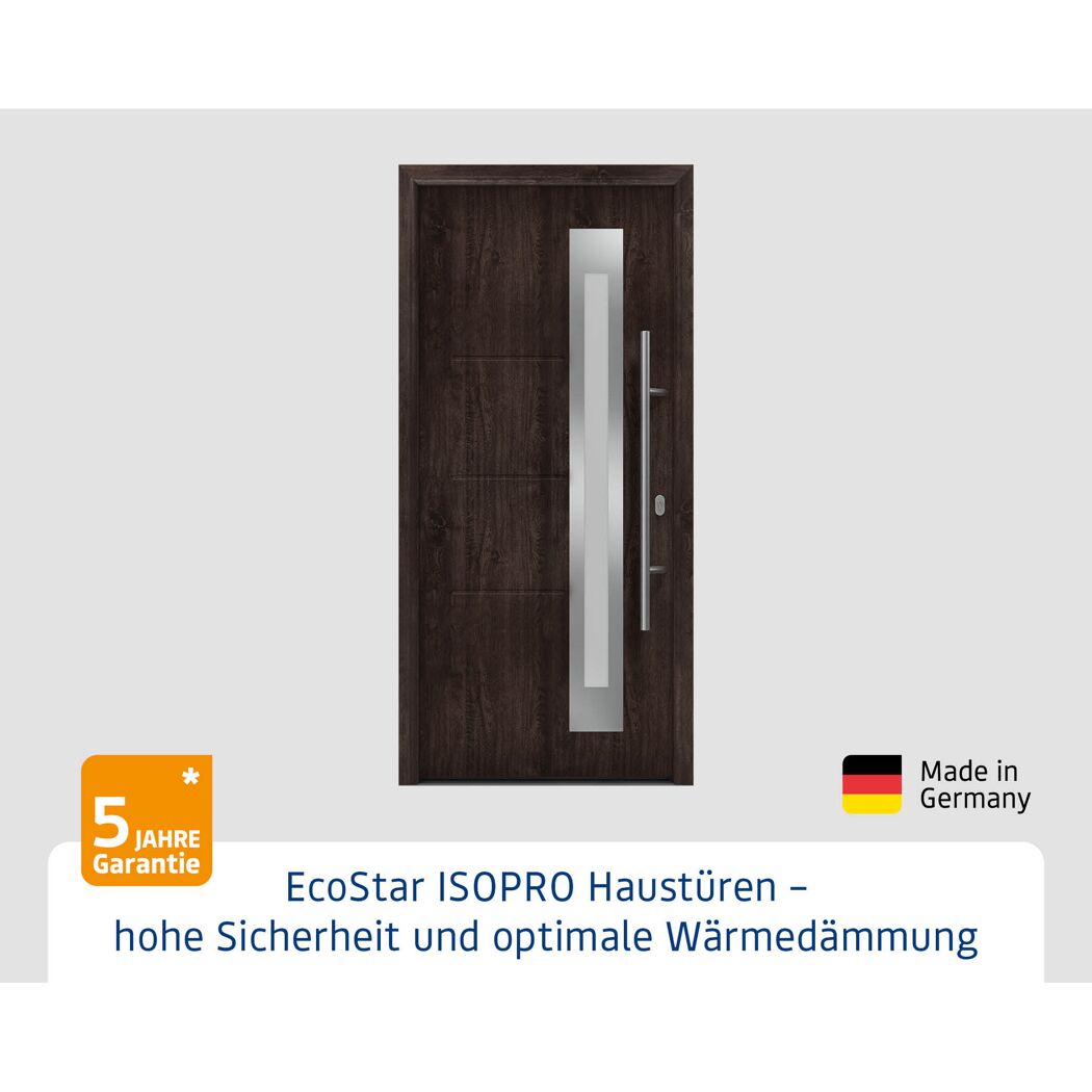 Alu-Stahlhaustür 'ISOPRO IP 810S' Night Oak rechts 110 x 210 cm