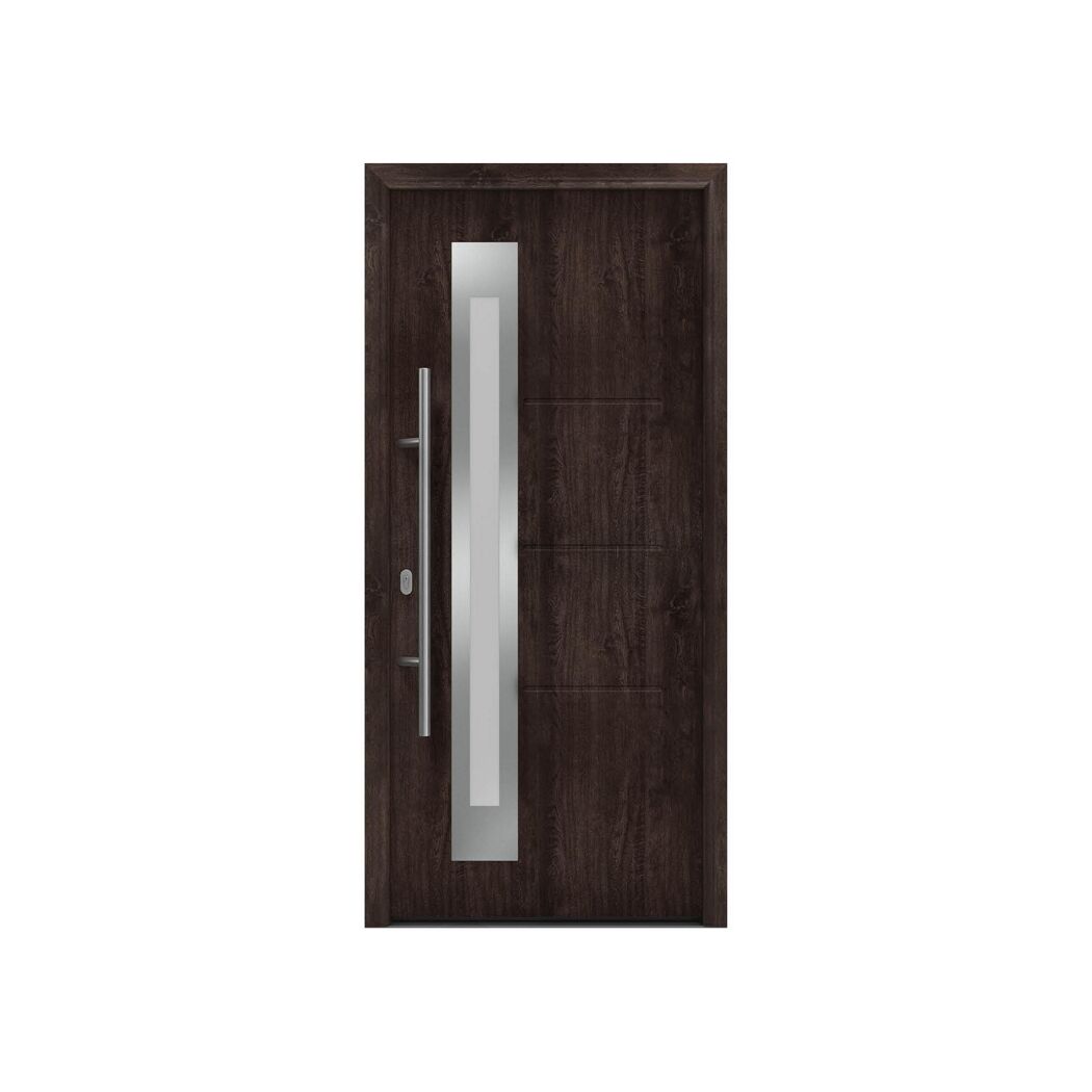 Alu-Stahlhaustür 'ISOPRO IP 810S' Night Oak links 110 x 210 cm
