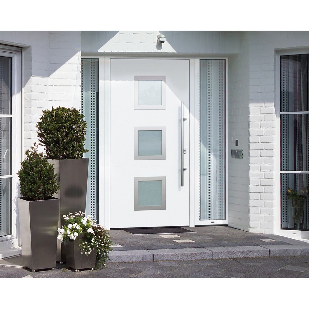 Alu-Stahlhaustür 'ISOPRO IP 810S' verkehrsweiß rechts 110 x 210 cm