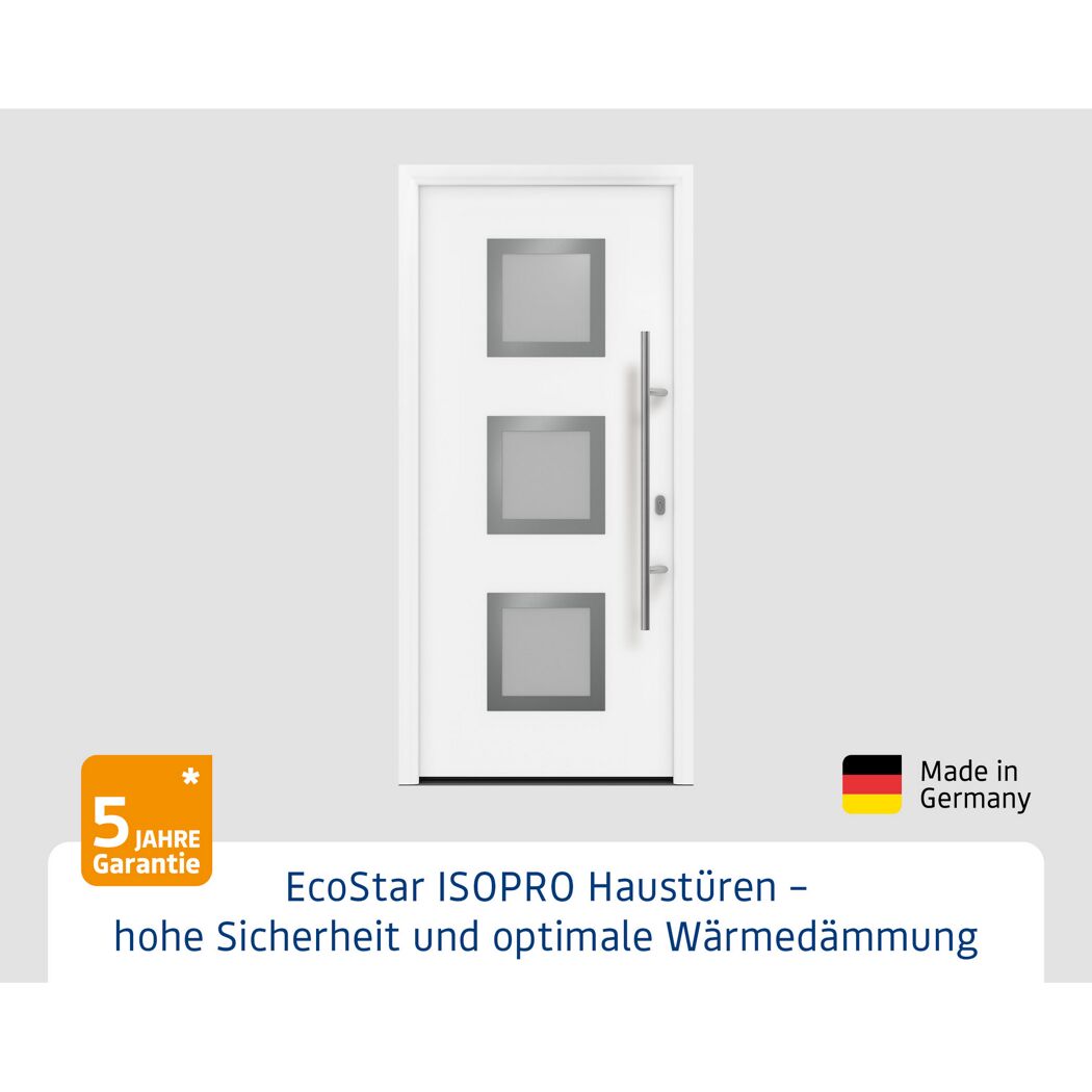 Alu-Stahlhaustür 'ISOPRO IP 810S' verkehrsweiß rechts 110 x 210 cm