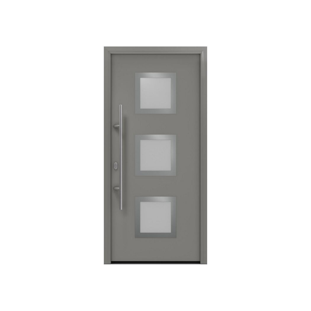 Alu-Stahlhaustür 'ISOPRO IP 810S' graualuminium links 110 x 210 cm
