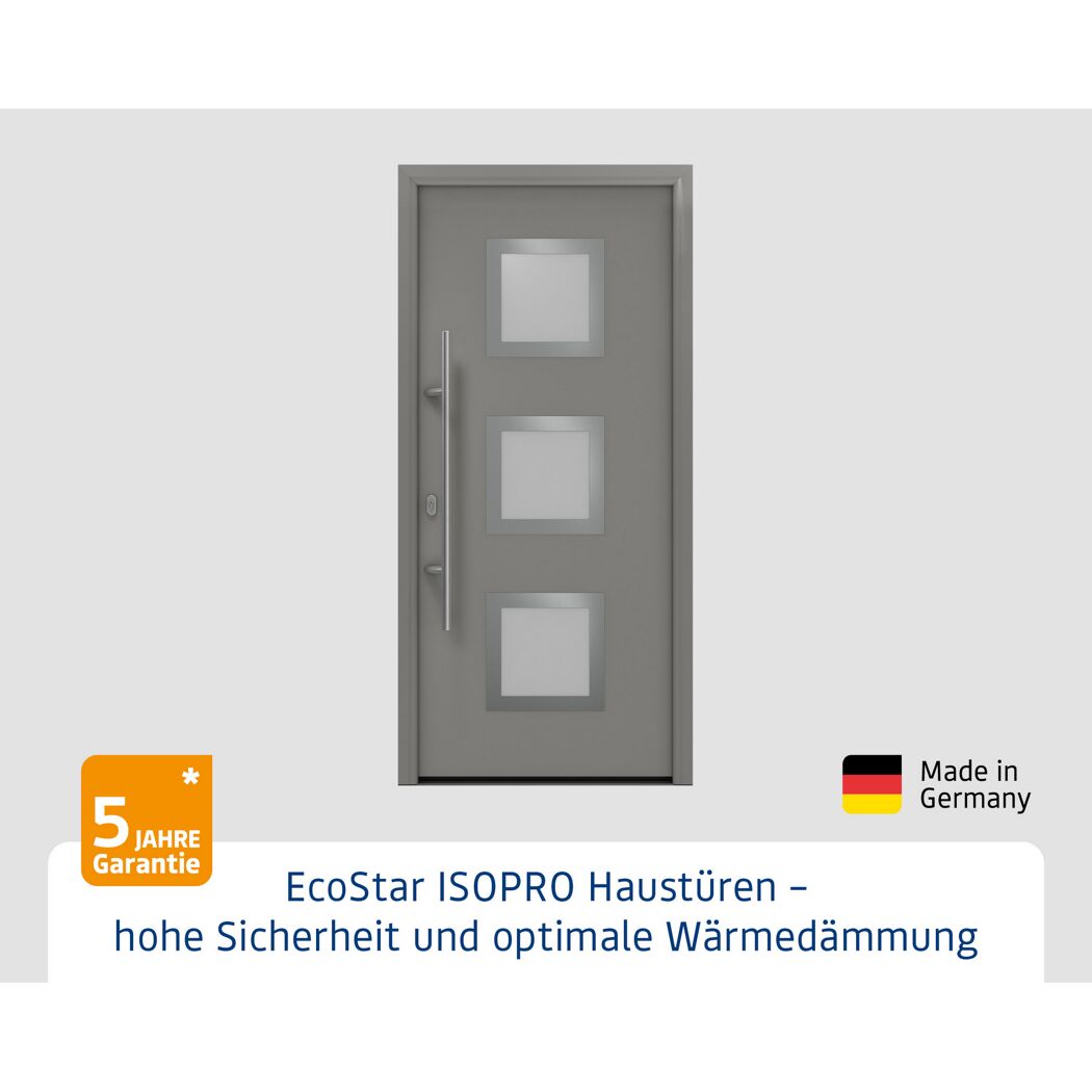 Alu-Stahlhaustür 'ISOPRO IP 810S' graualuminium links 110 x 210 cm