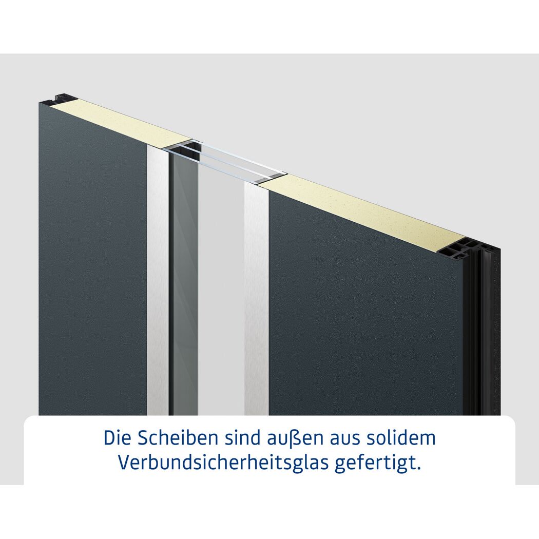 Alu-Stahlhaustür 'ISOPRO IP 810S' graualuminium links 110 x 210 cm