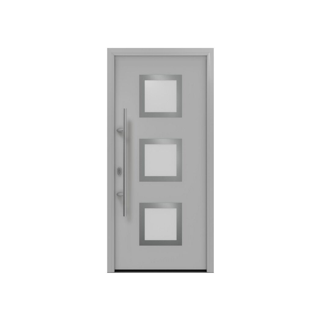 Alu-Stahlhaustür 'ISOPRO IP 810S' ral 9006 weißaluminium links 110 x 210 cm